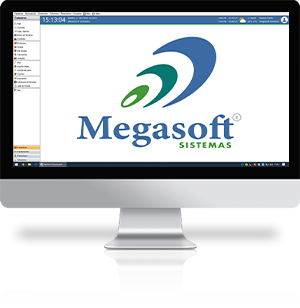 Monitor de computadora exibiendo el programa Megasoft